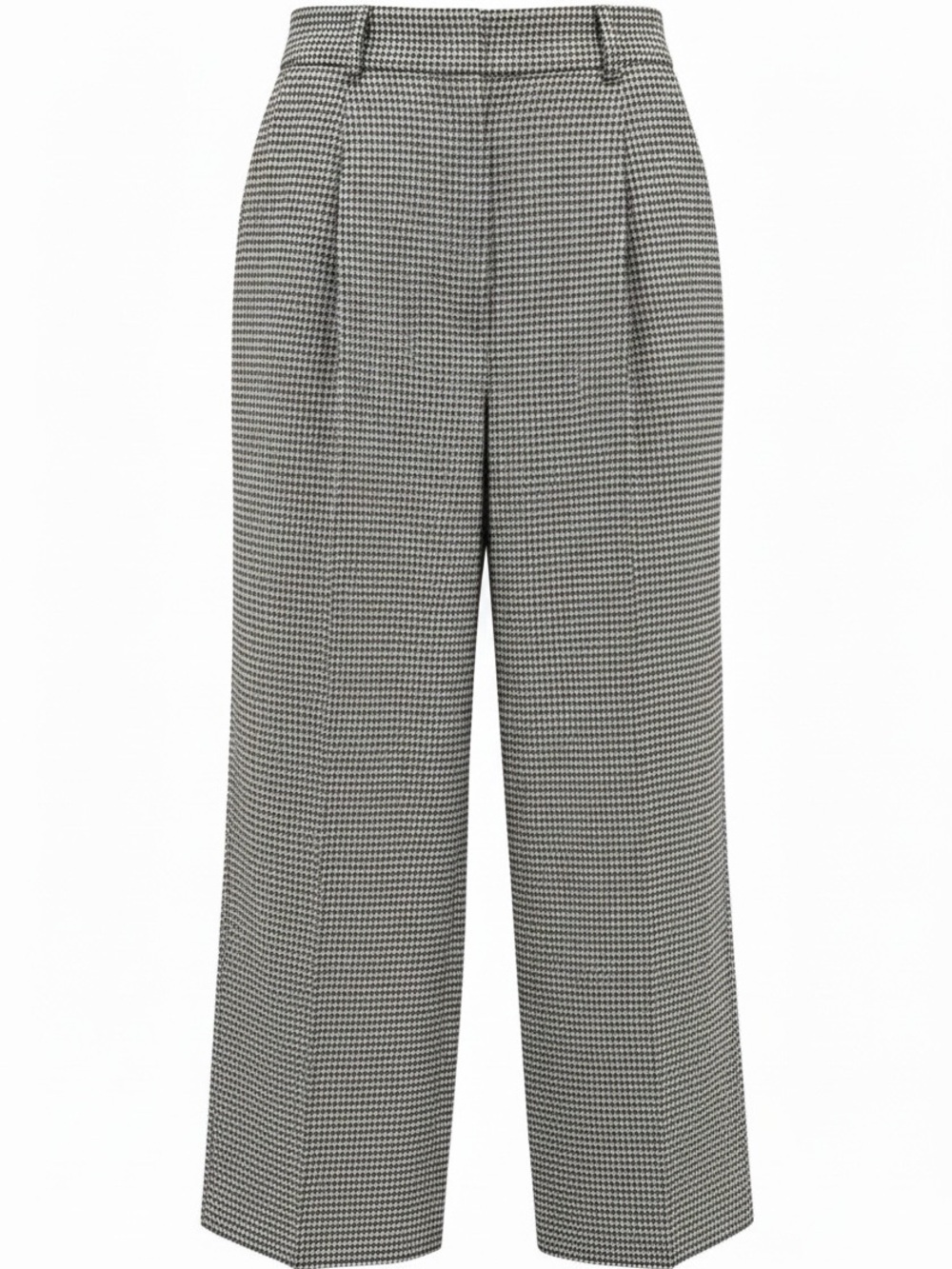 Maison D’Amelie Houndstooth Wide Leg Pants 14 Black White High Rise Trousers